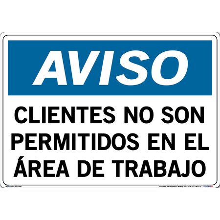 Vestil Vinyl Label Sign, 14-1/2" Height, 20-1/2" Width, Vinyl Label, Rectangle, Spanish SI-N-19-E-LB-011-S